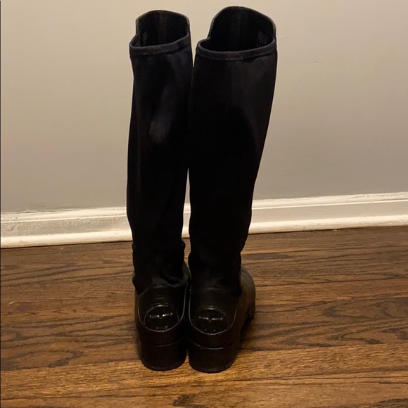 Tory Burch Shoes | Tory Burch Leather Knee High Stretch Back Boots | Poshmark